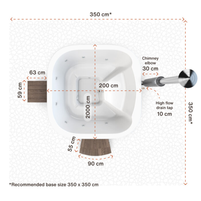 Hottub Square 200x200cm met externe kachel - Afbeelding 6