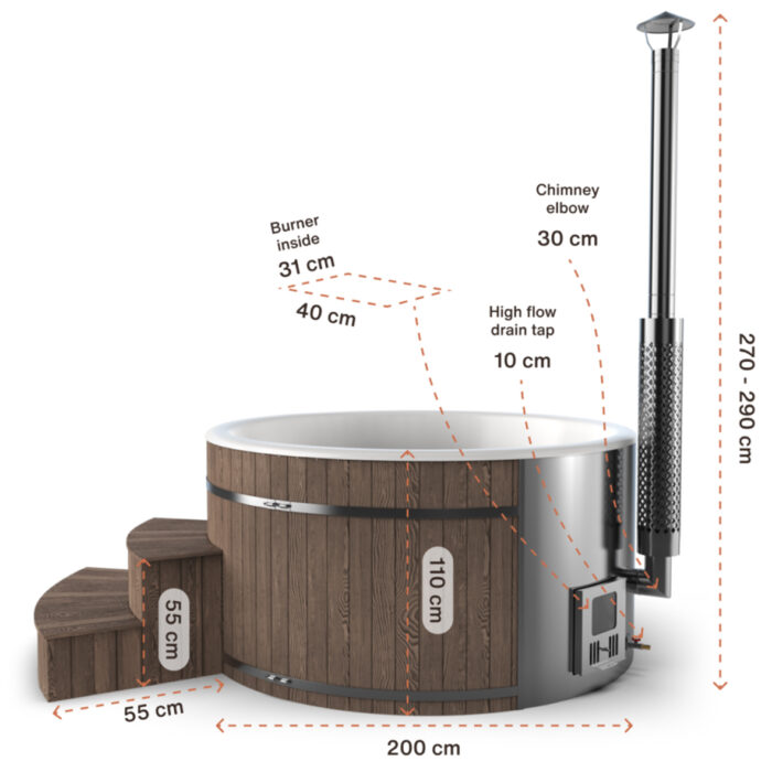 Hottub Round 200cm met interne kachel - Afbeelding 15